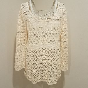 Lucky Brand "Live in Love" Crocheted Top
